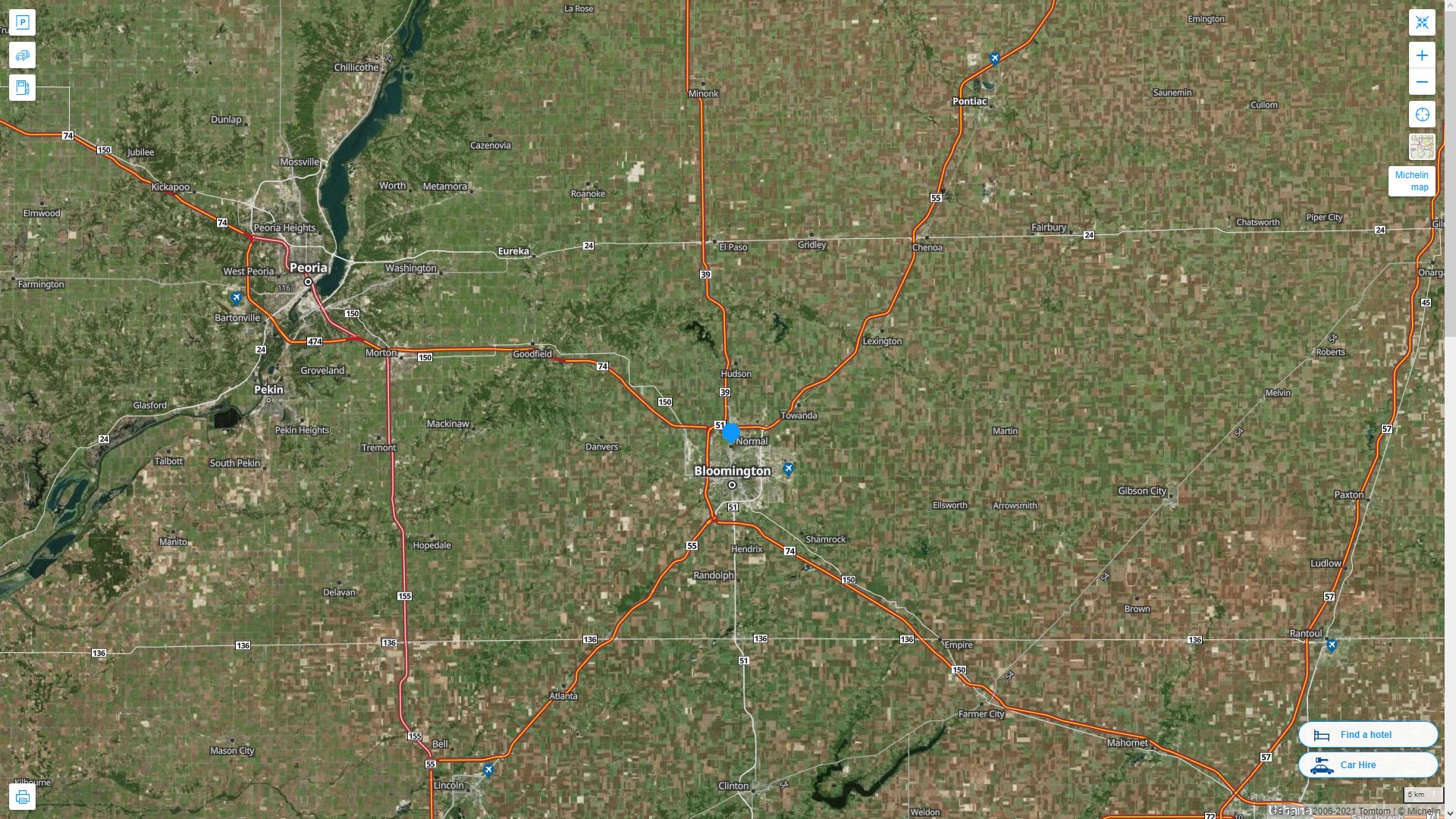 Normal illinois Highway and Road Map with Satellite View